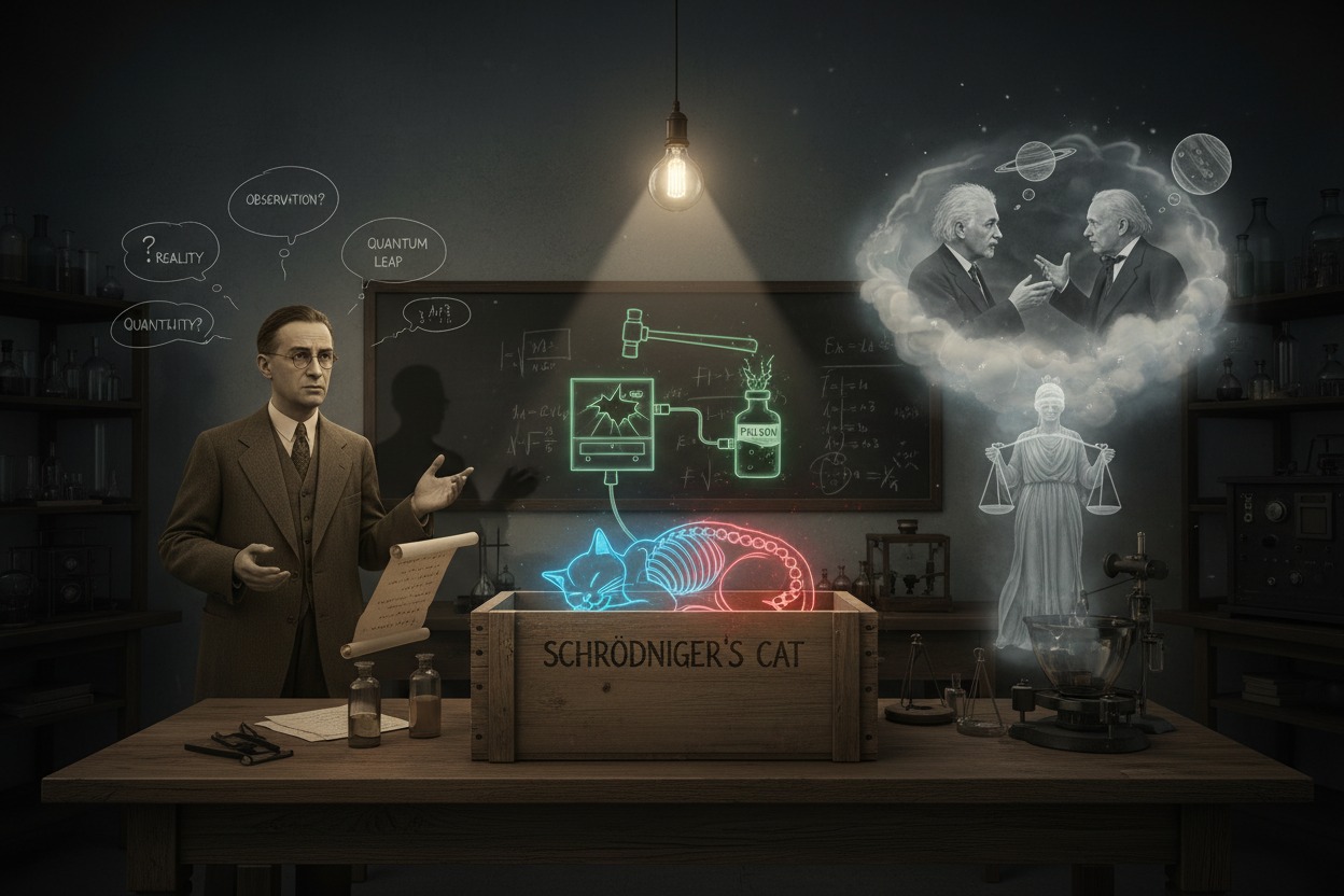 Schrödinger's cat, which challenge our classical intuitions about observation and existence.